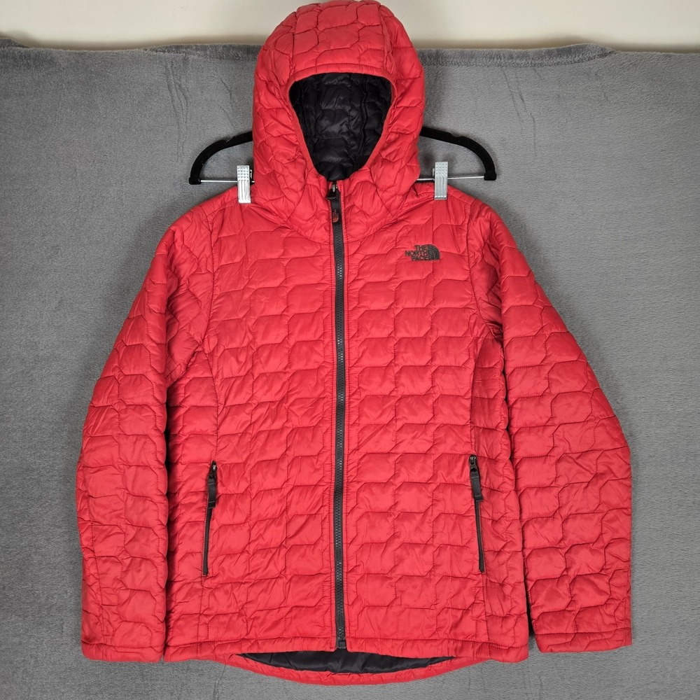 The North Face Jacket Youth Boys Large 14-16 Red Thermoball Puffer Hoodie Zip